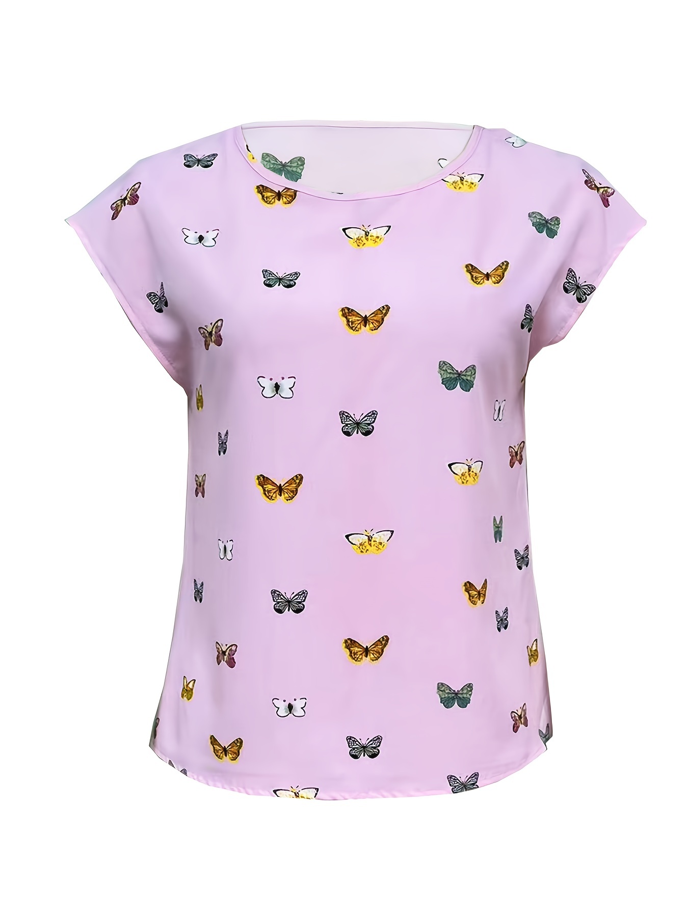 butterfly print blouse casual crew neck short sleeve blouse womens clothing details 5