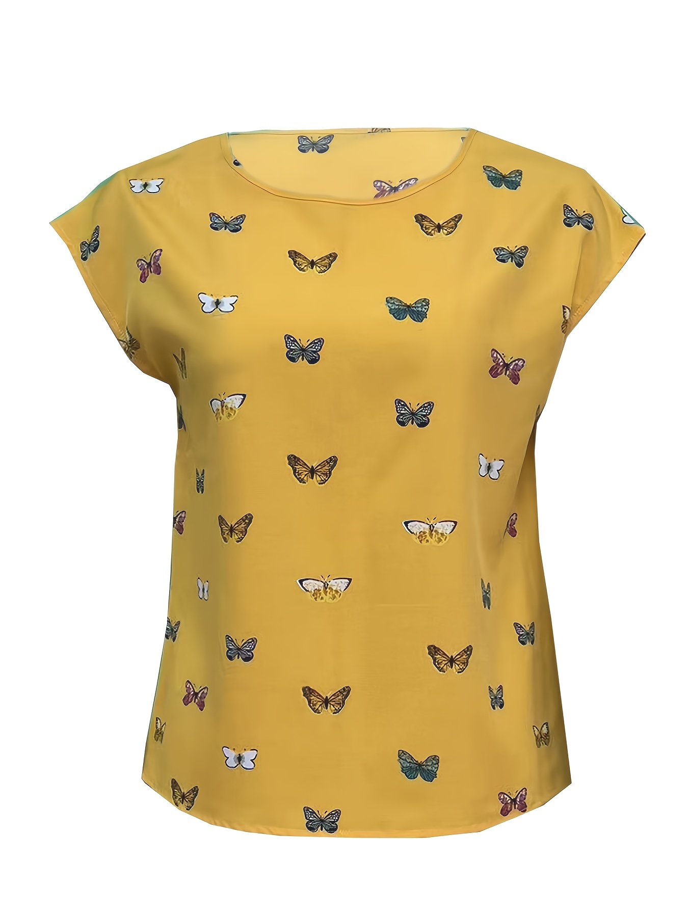 butterfly print blouse casual crew neck short sleeve blouse womens clothing details 14