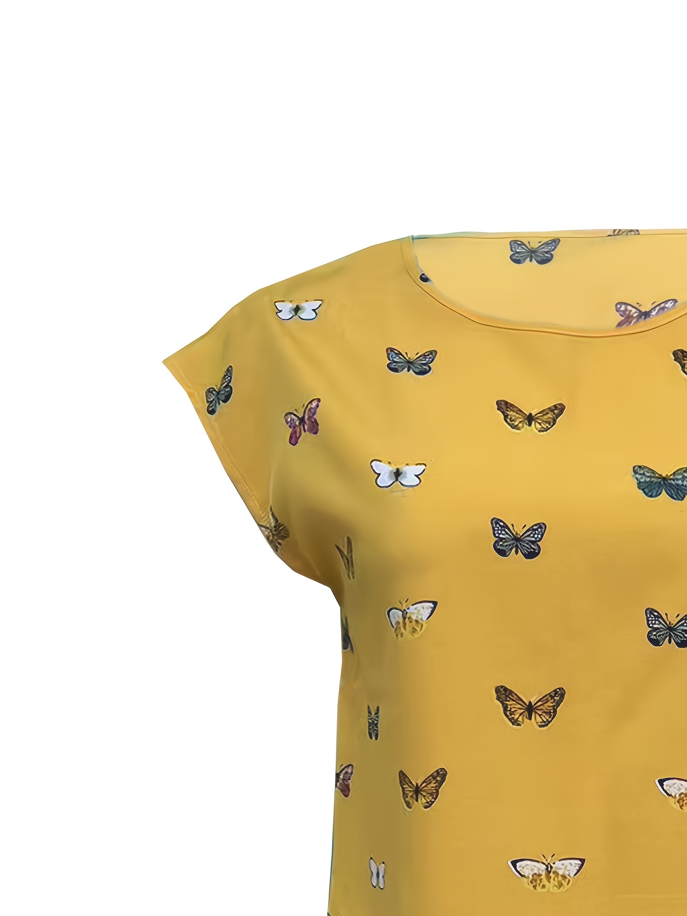 butterfly print blouse casual crew neck short sleeve blouse womens clothing details 16