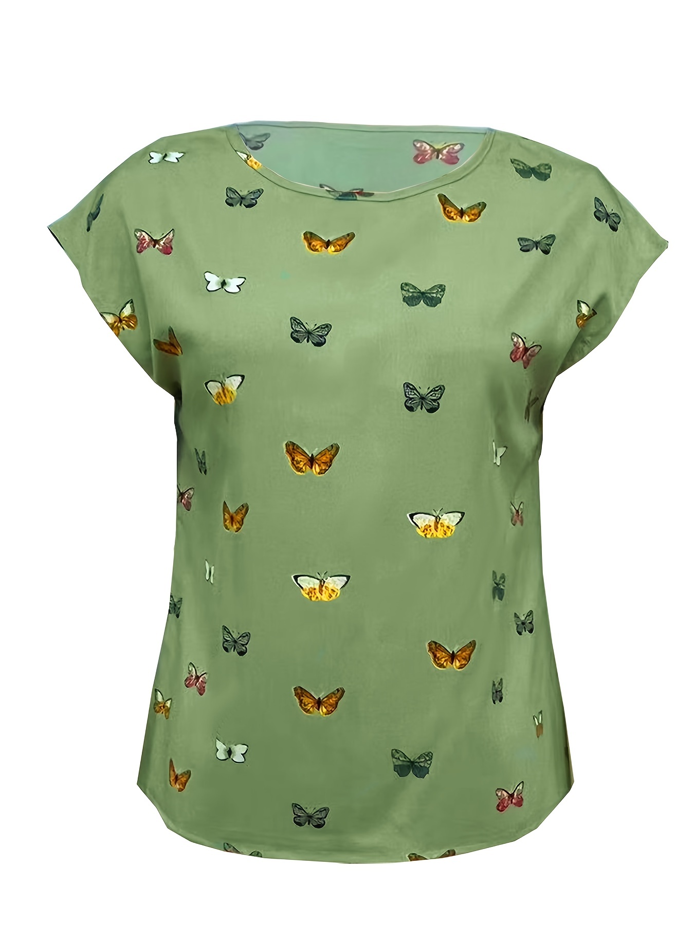 butterfly print blouse casual crew neck short sleeve blouse womens clothing details 18