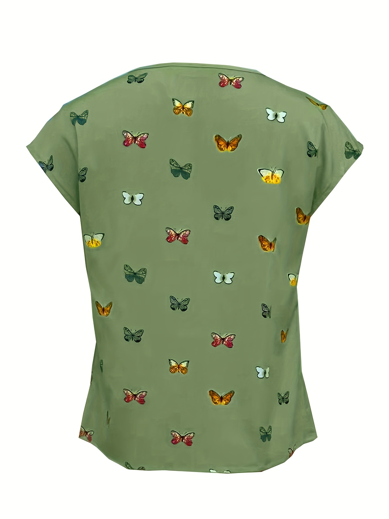 butterfly print blouse casual crew neck short sleeve blouse womens clothing details 19