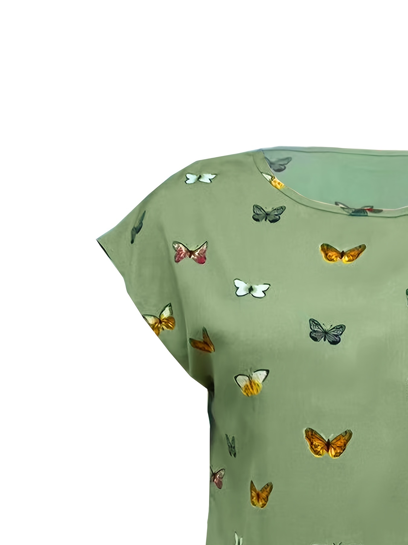 butterfly print blouse casual crew neck short sleeve blouse womens clothing details 20