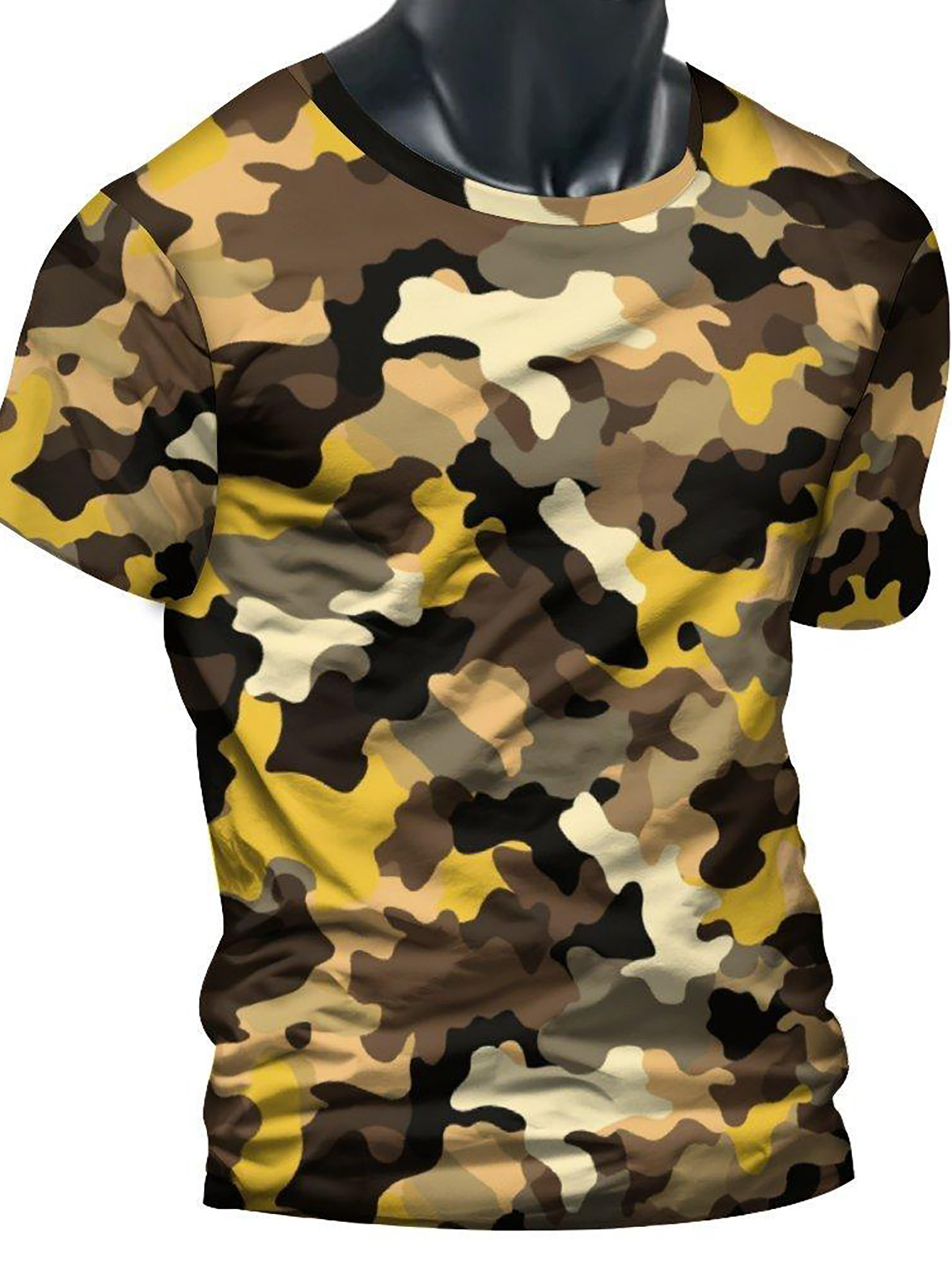 creative camo 3d digital print mens summer short sleeve round neck sports t shirt mens clothing details 0