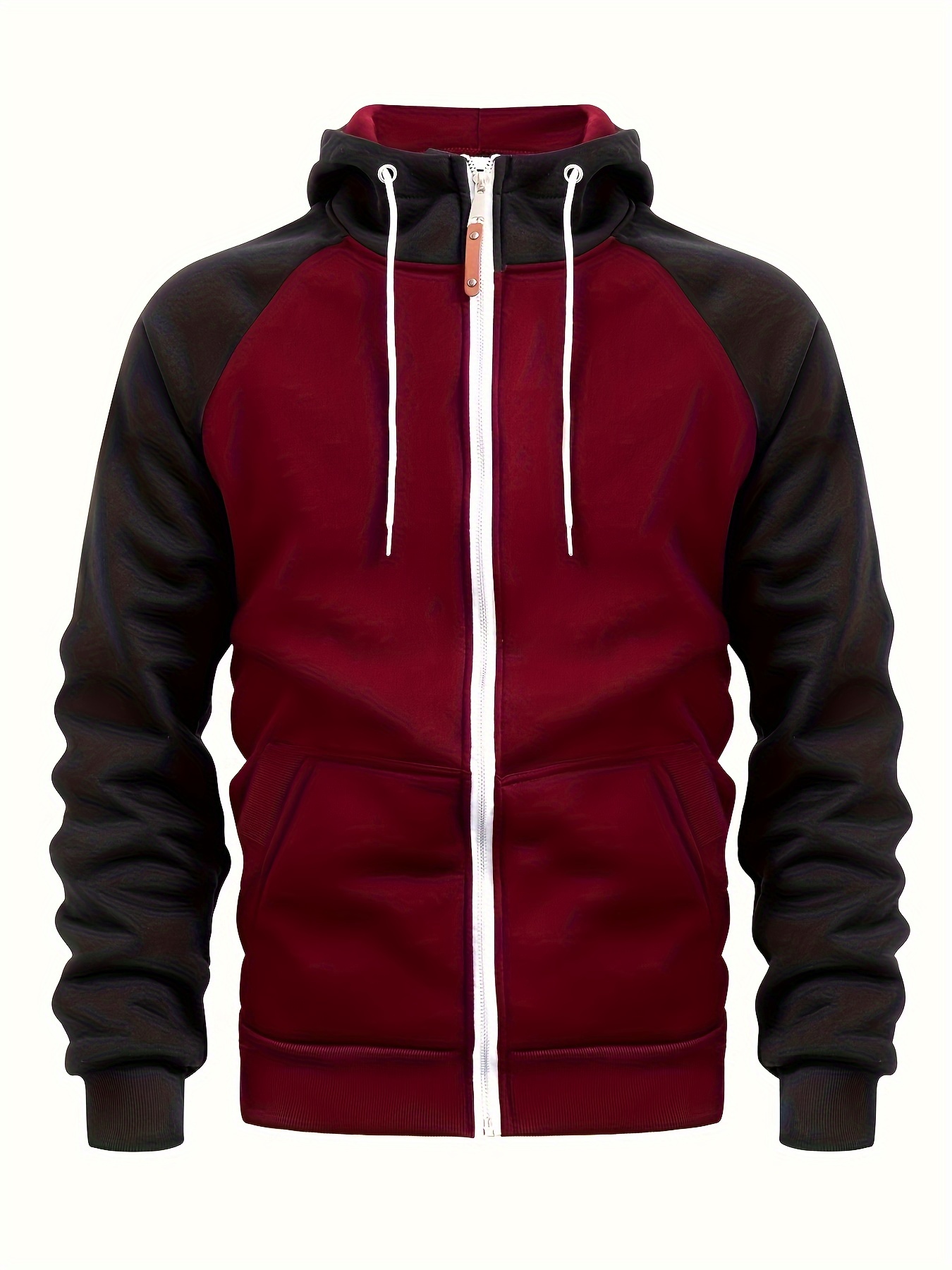 mens casual zip up hoodie color block hooded jacket for sports details 28