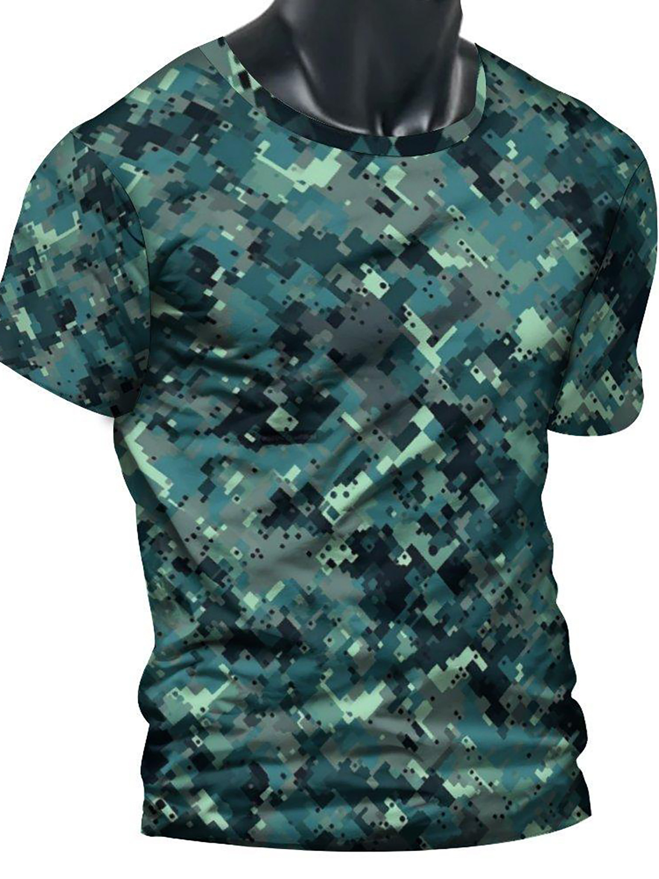 mens camouflage graphic print t shirt details 4