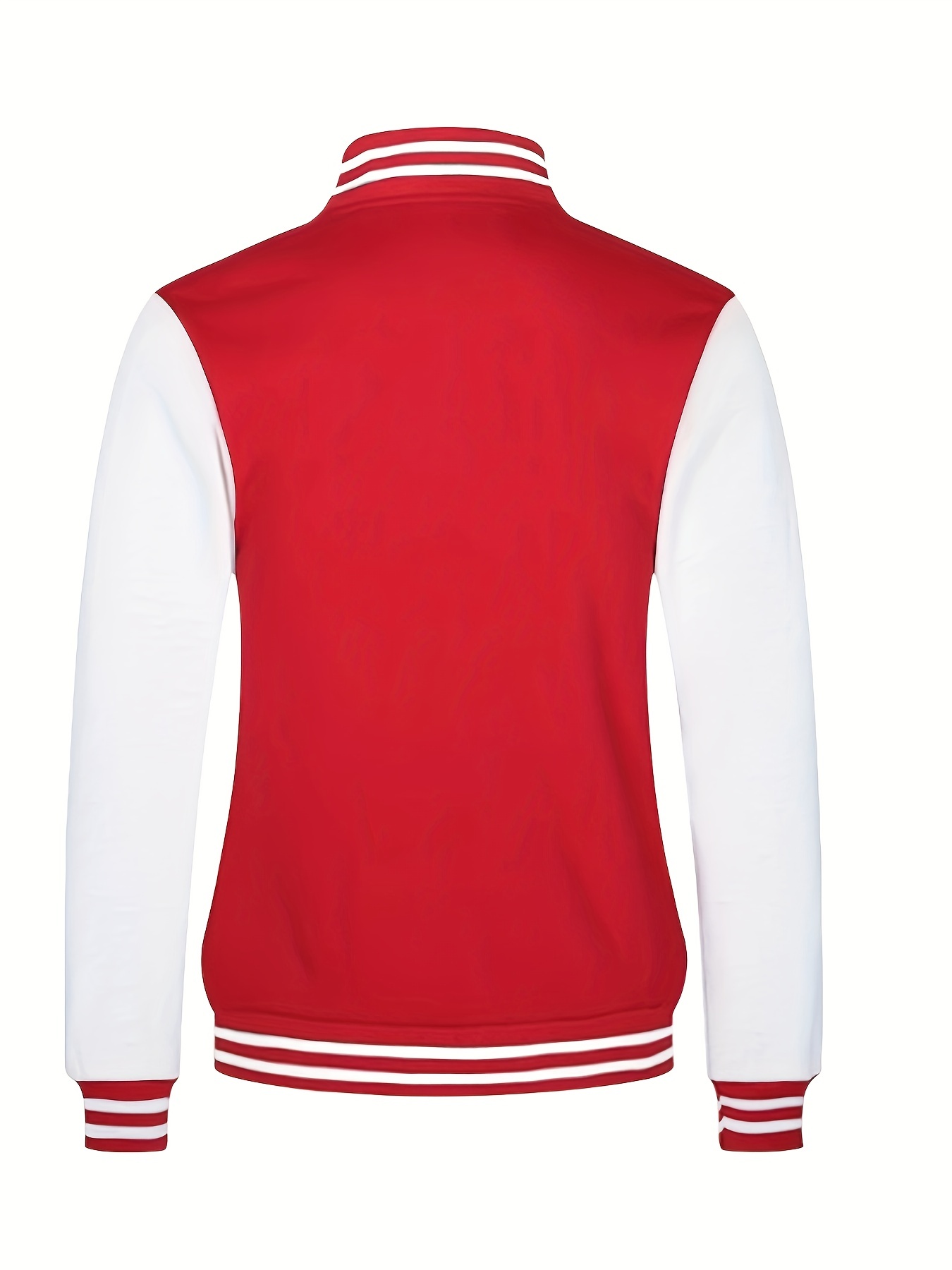 mens causal color block button up varsity jacket chic baseball collar jacket for school details 4