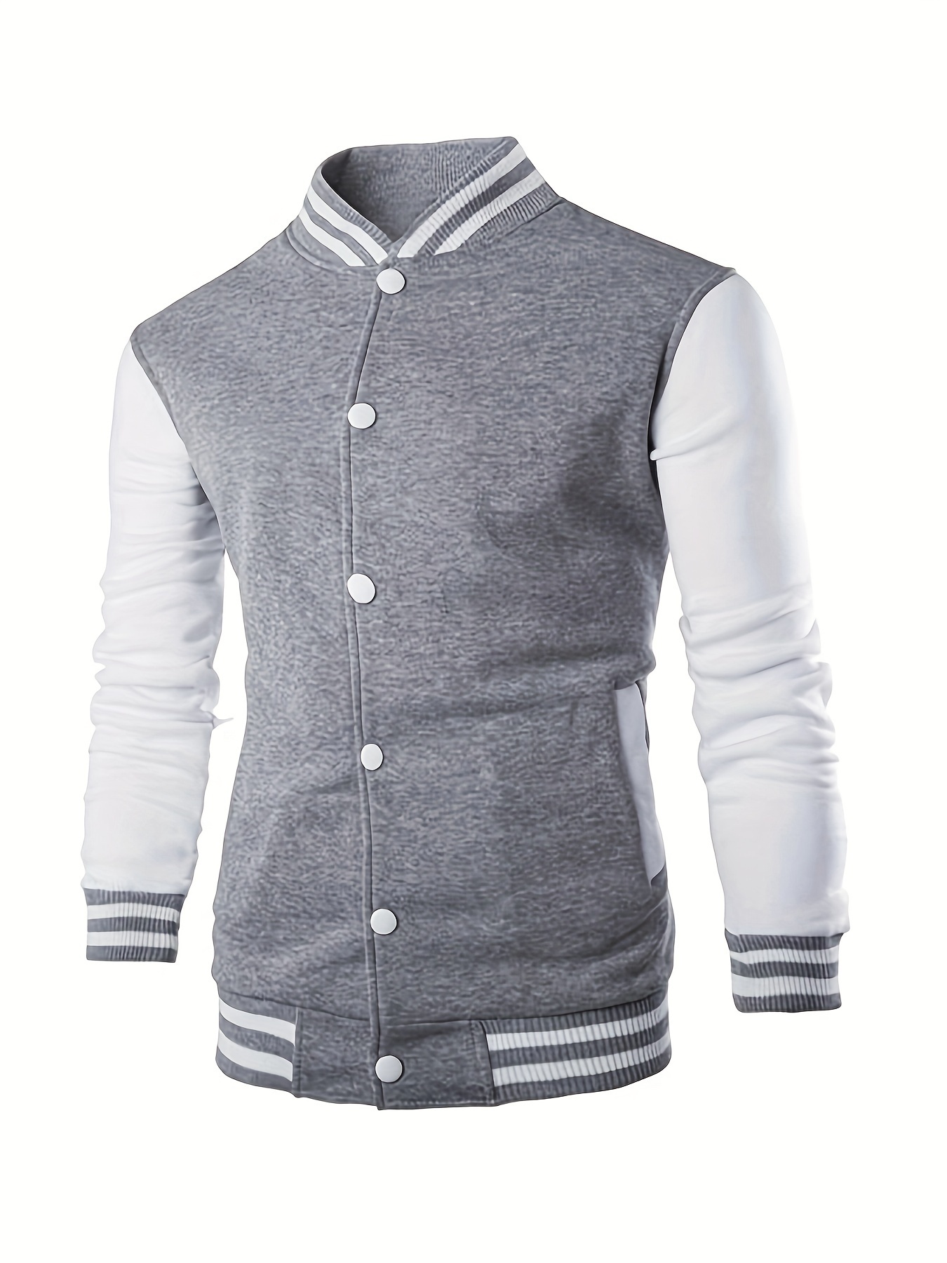 mens causal color block button up varsity jacket chic baseball collar jacket for school details 13