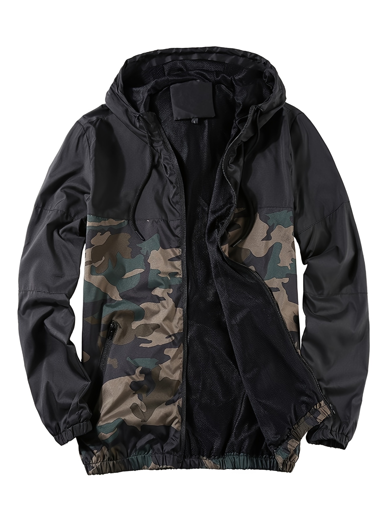 camouflage pattern hooded jackets by activity mens casual loose fit breathable zip up jackets for spring fall details 12