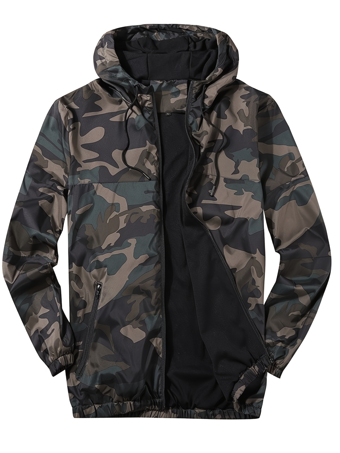 camouflage pattern hooded jackets by activity mens casual loose fit breathable zip up jackets for spring fall details 16