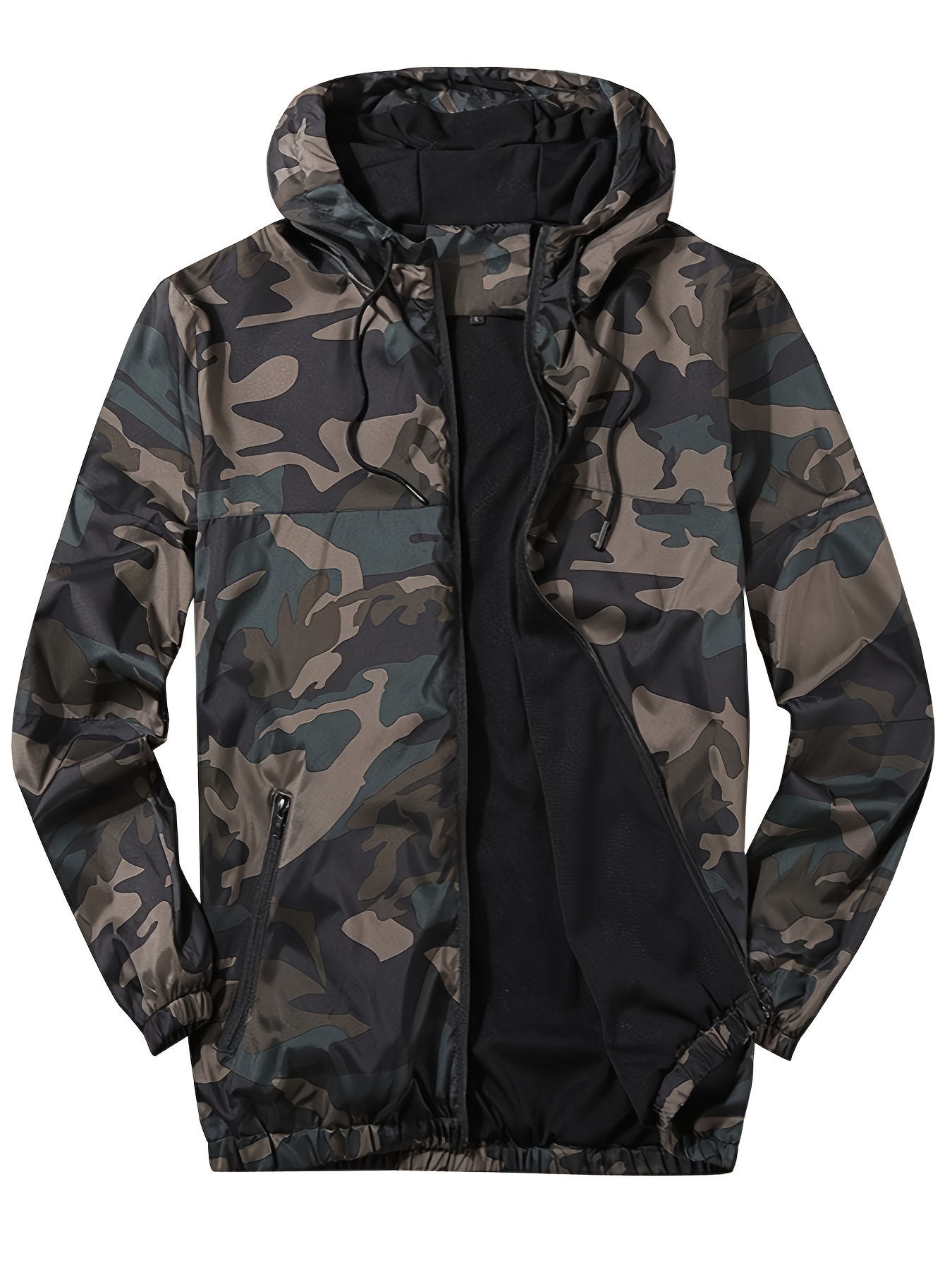 camouflage pattern hooded jackets by activity mens casual loose fit breathable zip up jackets for spring fall details 17