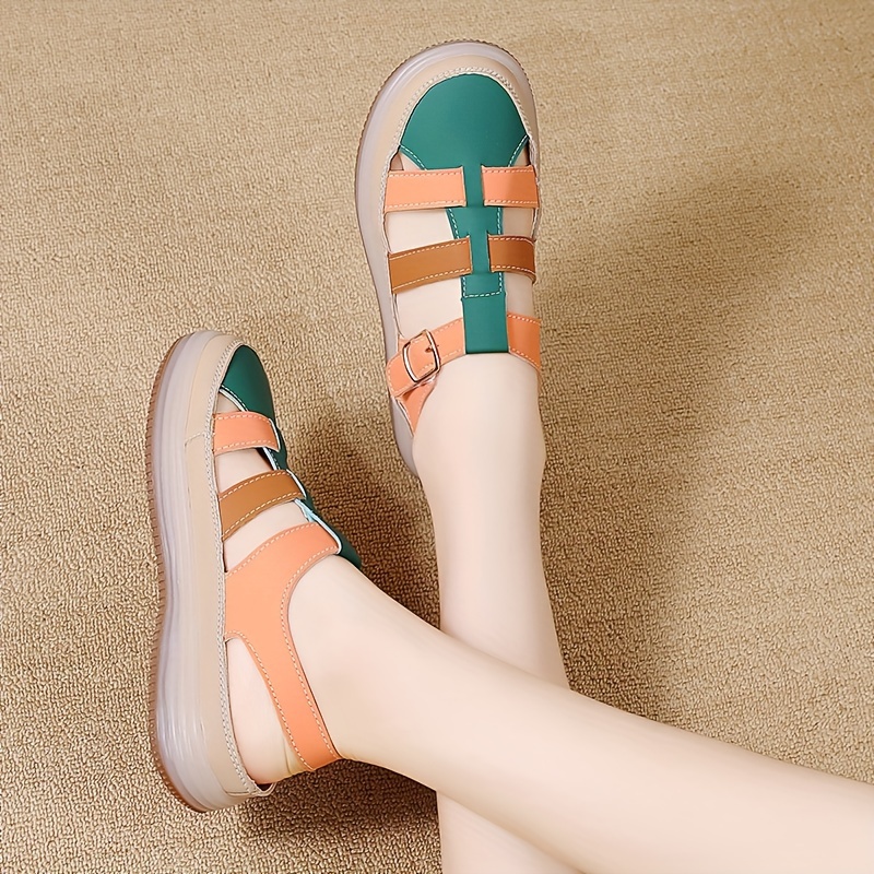 womens cut out flat sandals comfortable buckle strap summer shoes casual round toe outdoor slingback sandals details 2