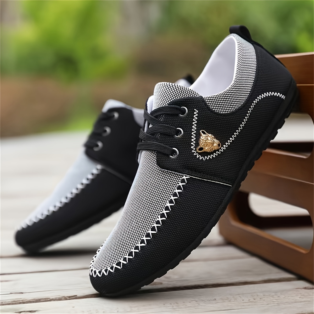 mens trendy color block business style shoes comfy non slip rubber sole canvas shoes for mens outdoor activities check out today s deals now temu details 3