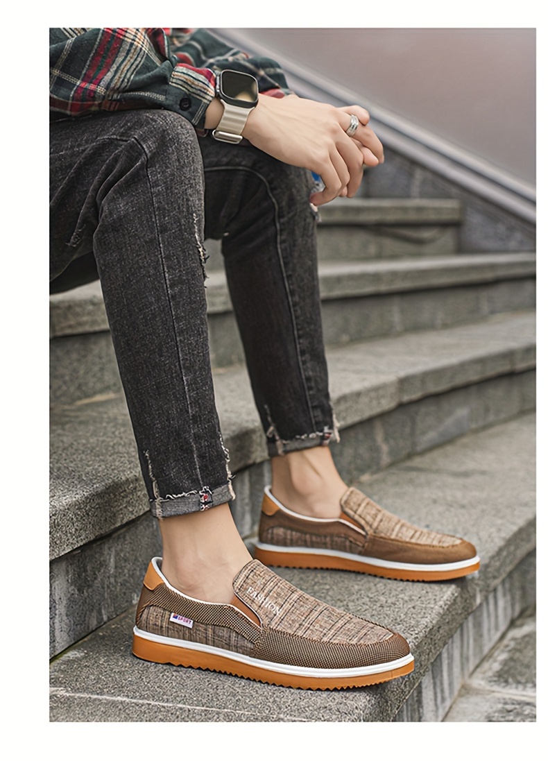 mens vintage slip on canvas loafer shoes comfy non slip casual durable walking shoes mens footwear men s shoes temu details 8