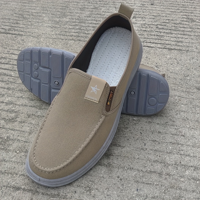 mens solid color slip on canvas loafer shoes comfy non slip casual durable breathable walking shoes mens footwear men s shoes temu details 4