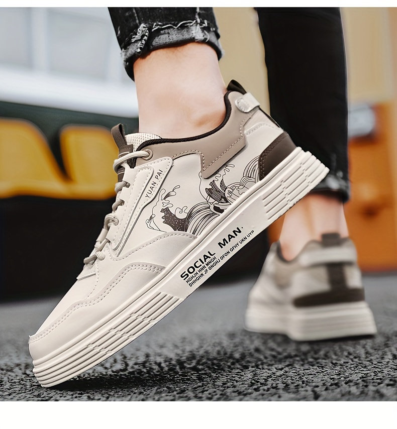 mens trendy street style color block low top skateboard shoes comfy non slip casual lace up sneakers for mens outdoor activities men s shoes temu details 8