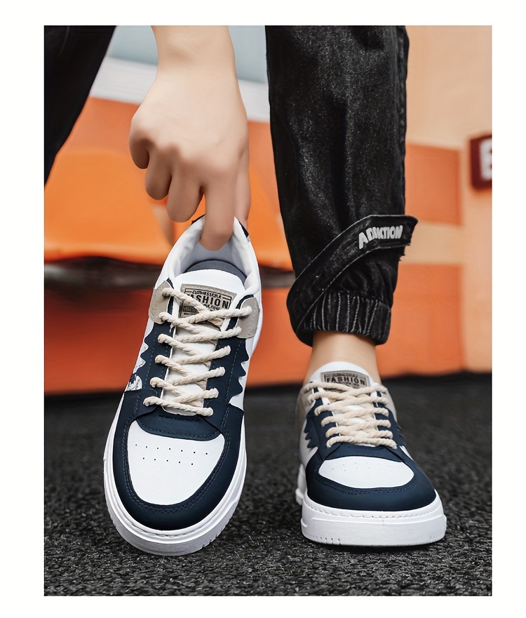 mens trendy street style color block low top skateboard shoes comfy non slip casual durable lace up sneakers for mens outdoor activities men s shoes temu details 10