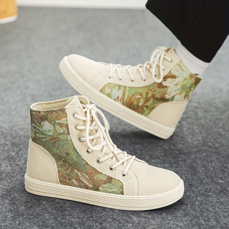 high top canvas shoes men s trendy breathable wear resistant details 5