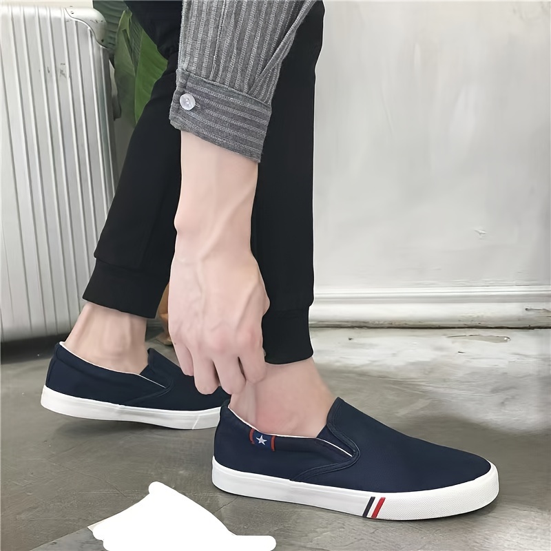 mens solid color slip on canvas walking shoes comfy non slip rubber sole durable shoes for mens outdoor activities free shipping on items shipped from temu temu details 2